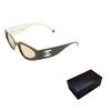 Ochelari de soare cu logo pe tâmple, nylon, formă cat eye, model unisex, model cuplu, negru