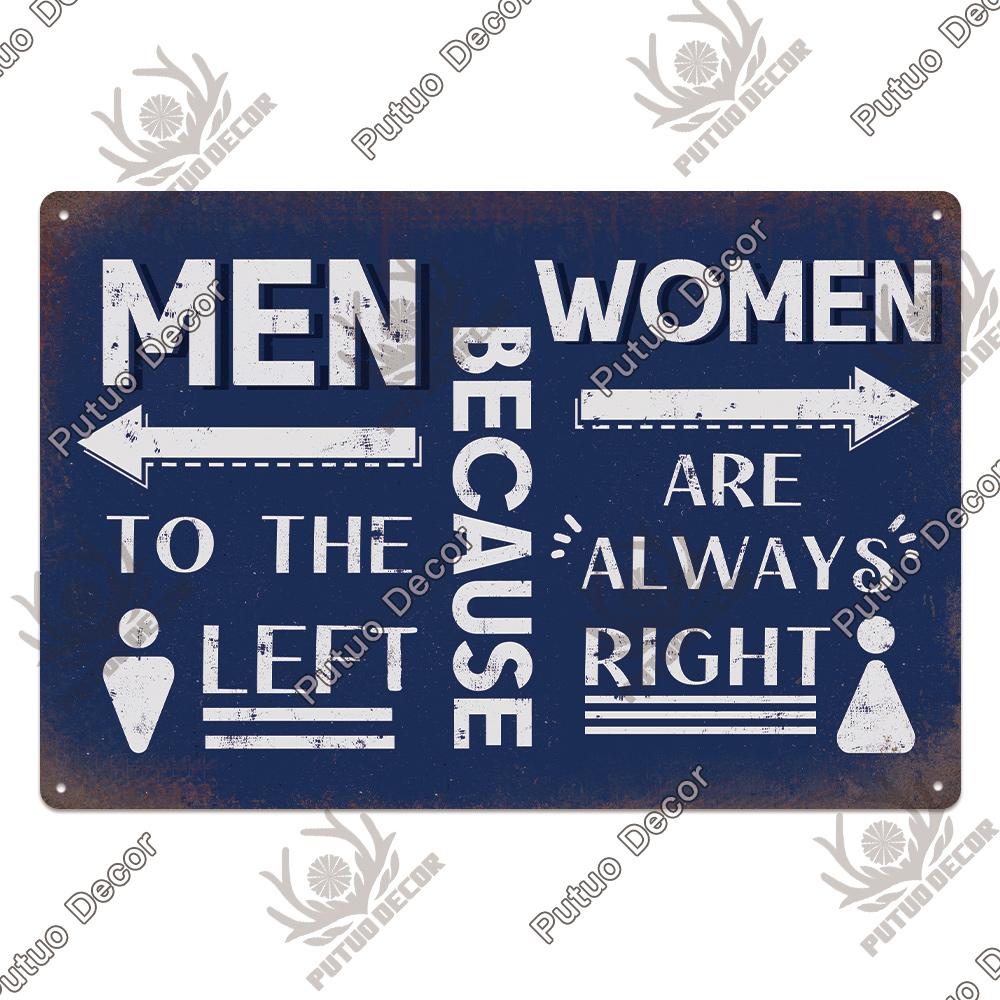Putuo Decor Restroom Retro Tin Signs Vintage Bathroom Plaque Metal Plates Wall Art Posters Decoration for Toilet Iron Paintings