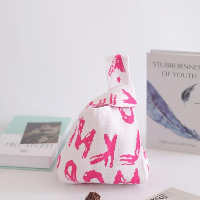 Ins Internet celebrity handbag women's knitted wool bucket bag Japanese and Korean version versatile hand carry casual tote bag box lunch bag