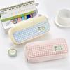 Gingham Check Pencil Case Pastel Color Pencil Pouch Portable Stationery Storage Bag Back To School