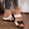 Women's White & Golden Synthetic Cover Slip-On Sandals - Open-Toe Flat Heel with Breathable Perforations, Cushioned Insole, Comfortable Footwear