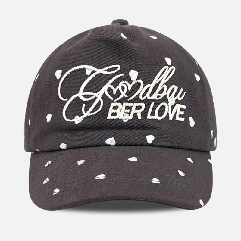 

Korean Version Heart Letter Embroidered Baseball Cap for Women, Summer, Makes Face Look Smaller, Versatile Adjustable чорний