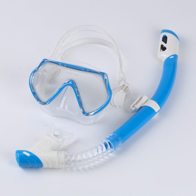 Maschera da Immersione in Silicone per Bambini e Adulti con Snorkel - Lente in Vetro Temperato HD, Montatura Grande