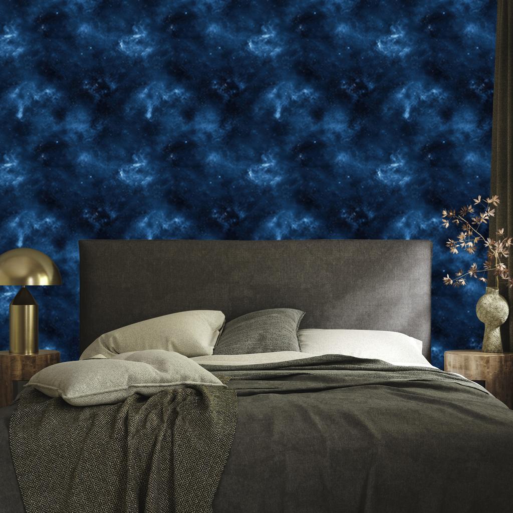 Watercolor Galaxy Navy Blue Wallpaper, Subtle Detail 50x1000