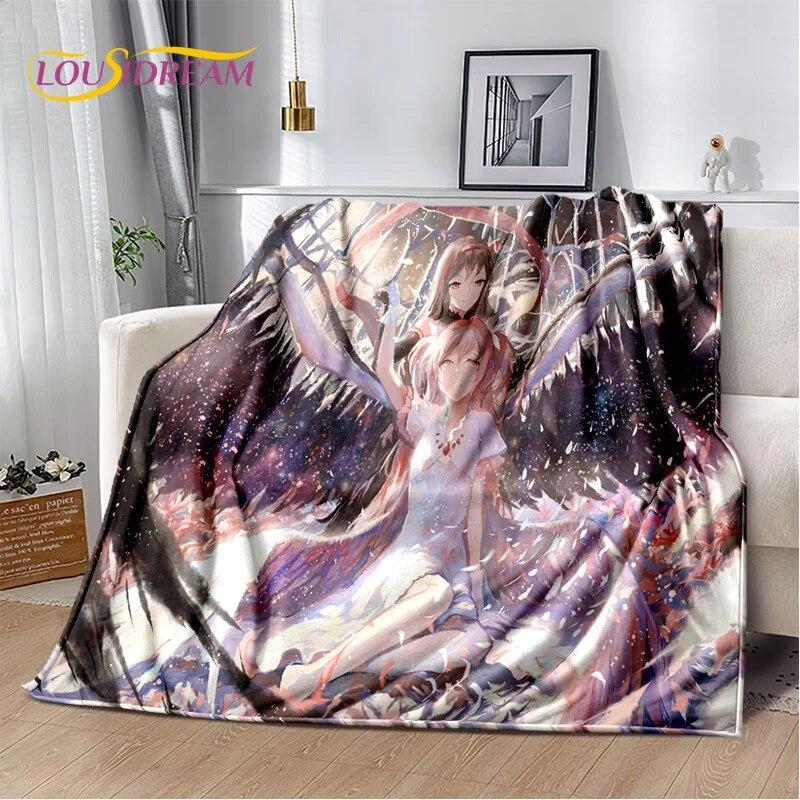3D süße Puella Magi Madoka Magica Cartoon-Decke, weiche Überwurfdecke für Zuhause, Schlafzimmer, Bett, Sofa, Picknick, Reise, Decke für Kinder