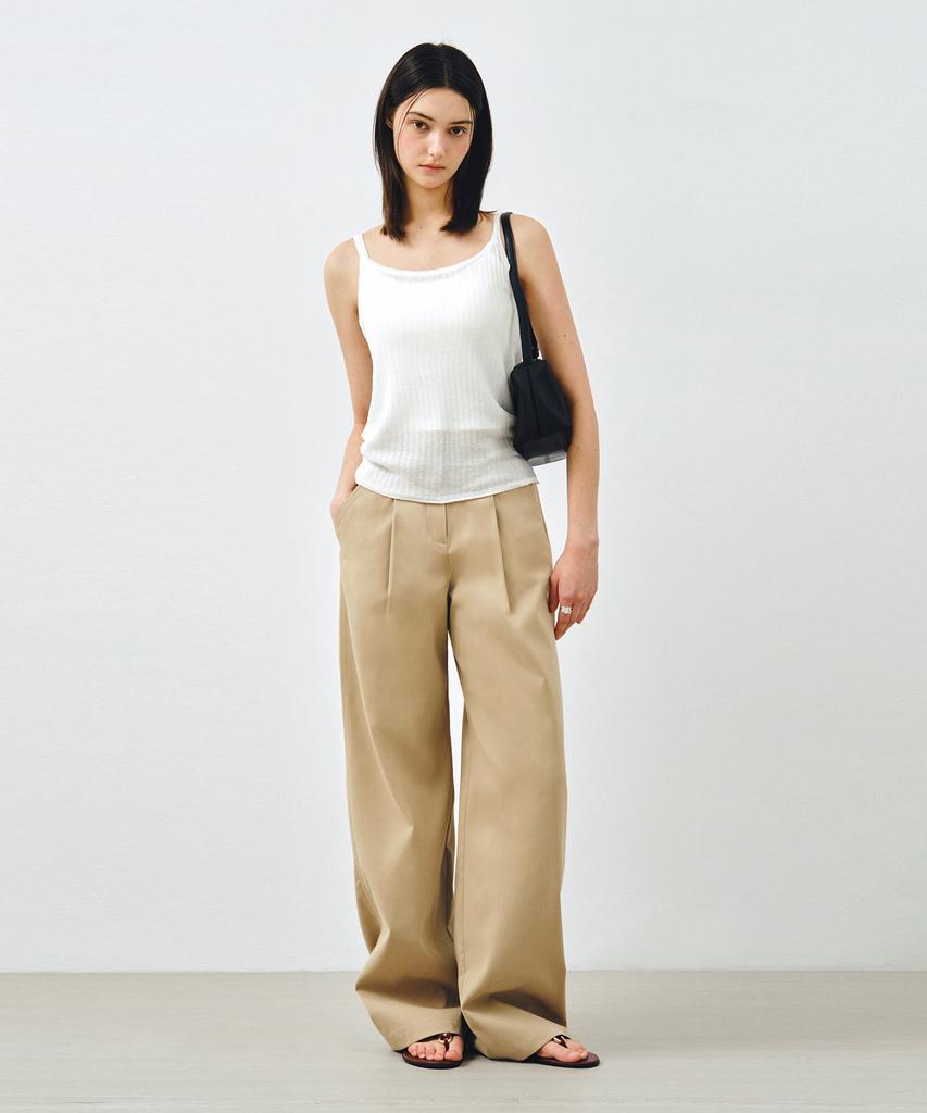 MONGDOL Essential One-Tuck Wide Pants Beige Mdpt049Beige