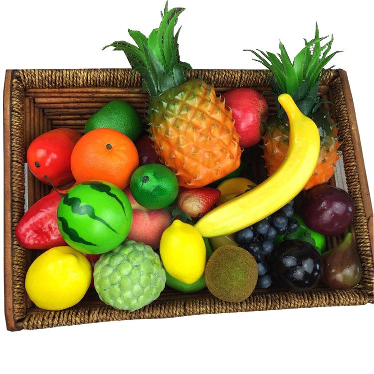 Artificial Apple, Persimmon, Lemon, and Banana Decorative Set for Home, Cabinet, and Photography Props