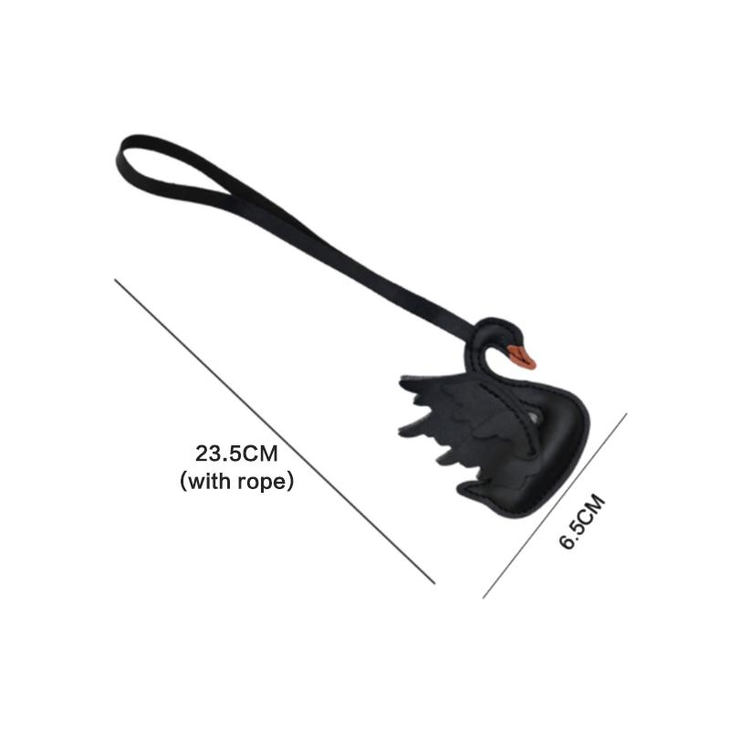 Porte-clés Couple Cygnes Noir et Blanc en Cuir PU Fait Main Cadeau Décoration Mignonne Convient Pour Accessoires Charms de Sac