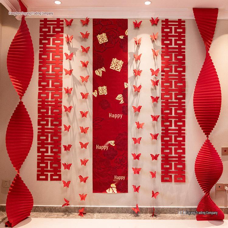 Wedding Decoration Set: Groom & Bride's Room Ornaments with Bunting & Robe Wall Décor