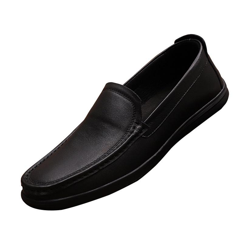 

Весенне-летние новые туфли-лодочки с низким вырезом, черные, на плоском каблуке, повседневные, одинарные, с круглым носком и многослойной коровьей кожей, для бизнеса и повседневной носки, мужские кожаные туфли 44