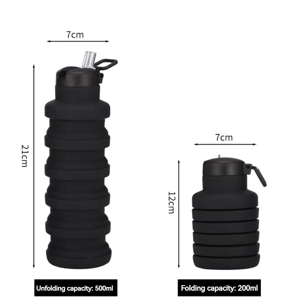 Faltbare Wasserflasche mit Ausgießer, wiederverwendbare Silikon-Wasserflasche, tragbarer Wander-Wasserbecher für Outdoor-Bergsteigen