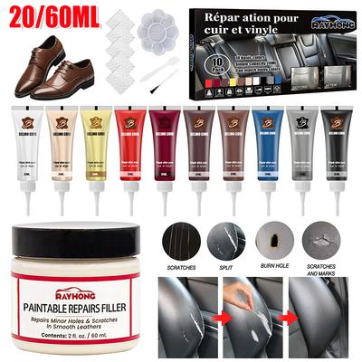 60/20ml Natural Leather Filler Repair Compound Leather Restoring Paste Paintable Restoration Cream For Tears Crack Burns Holes
