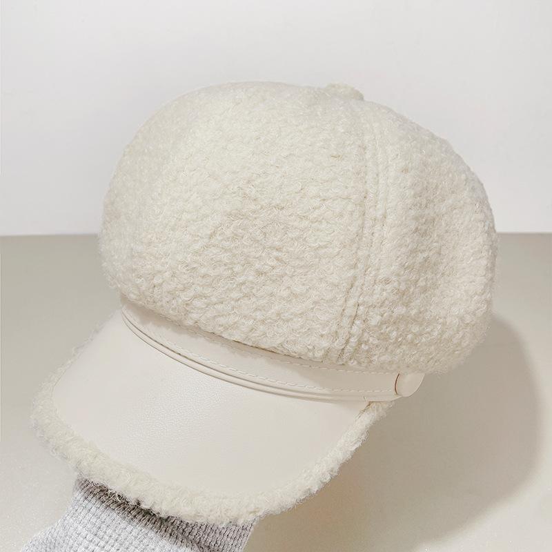 Retro Versatile Woolen Beret Showing Face Ducktongue Octagonal Hat Children'S Warm Windproof Newsboy Hat