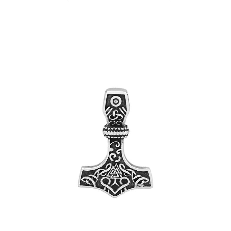 Vikings Thor Hammer Pendant Stainless Steel Mjolnir Necklace Nordic Rune Vegvisir Jewelry Popular Norse Scandinavian