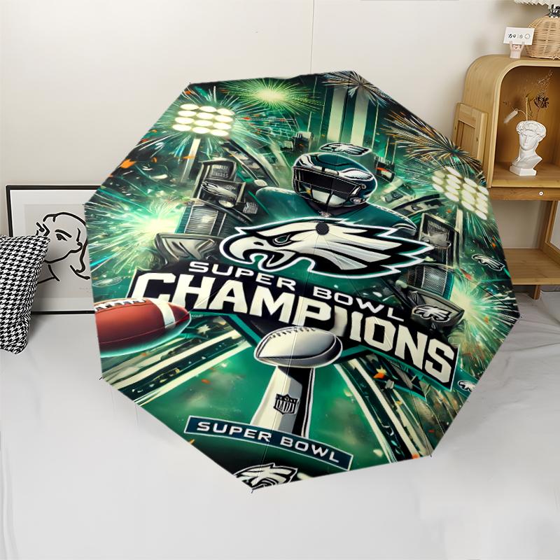 Rugby team logo Print Automatic Umbrella, 8 Rib Iron Frame, Plastic Handle, Suitable for Outdoor Travel &Daily , Ideal Gift
