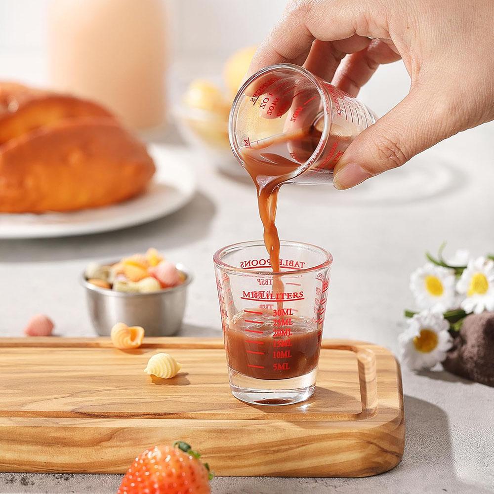 Shot Glass Measuring Cup, Thick Base Liquid Measuring Cup for Espresso Shot Glass,Measuring Glasses,4 Different Units of Measure