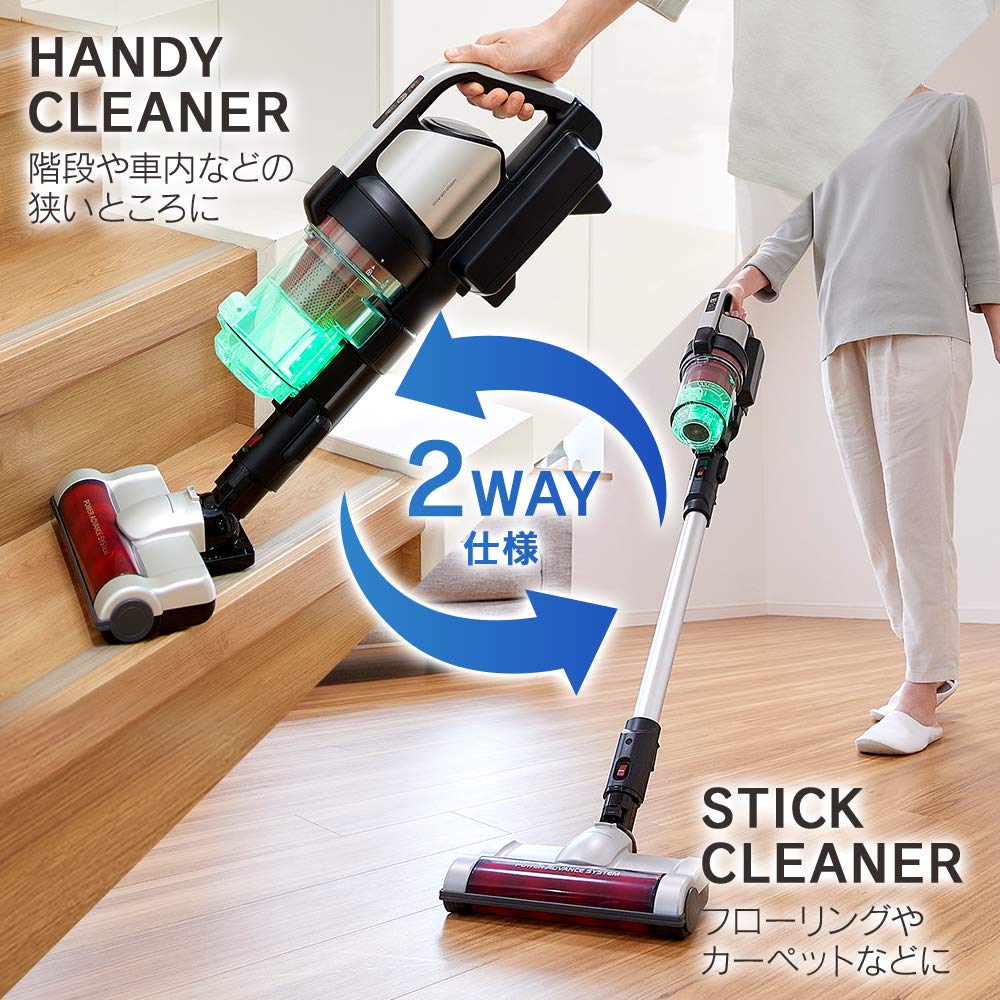 Iris Ohyama Vacuum Cleaner Cordless Cyclone Stick Cleaner 2WAY Power Head Hair Does Not Get Tangled Soft Roller Brush Suction Duration Mask Filter