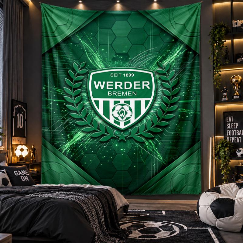 Wall Hanging Tapestry Werder Bremen Football Print Cloth for Living Room Bedroom Home Decor