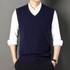 Wolle Herren Herbst und Winter Verdickte Weste Ärmellos Hühnerherz Kragen Pullover Wollweste Herren