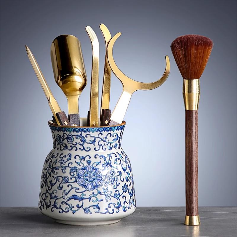 Tang Feng Tea Ceremony Six Gentlemen Set Kung Fu Tea Accories Clete Home High End Bla Ebony 6 Gentlemen Yu Kiln Tea Tube