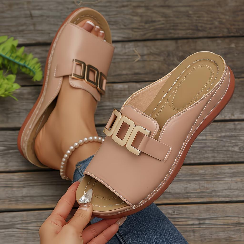 Plus Size 45 New Women's Fashion Casual Thick-Soled Wedge Slippers, Women Shoes