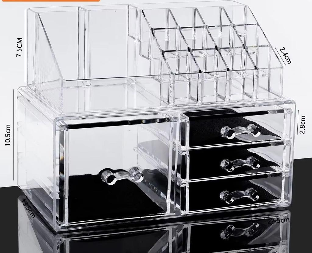 Cosmetics Storage Box Acrylic Transparent Drawer Storage Box Large Capacity Desktop Compact Dustproof Makeup Organizer
