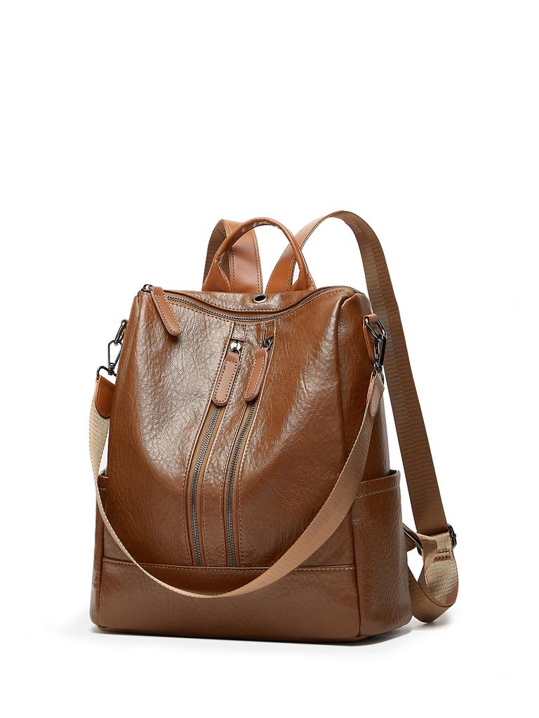 Large-Capacity Minimalist Multi-Pocket New Style Fashiable Versatile Women's Solid-Color Backpack
