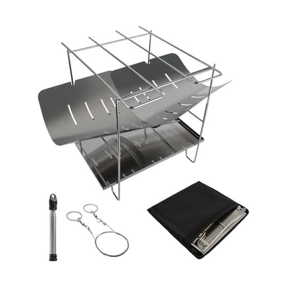 Bonfire stand, compact camping equipment, solo barbecue bonfire stand, foldable, lightweight, bonfire stand, cooking stand, stainless steel, storage