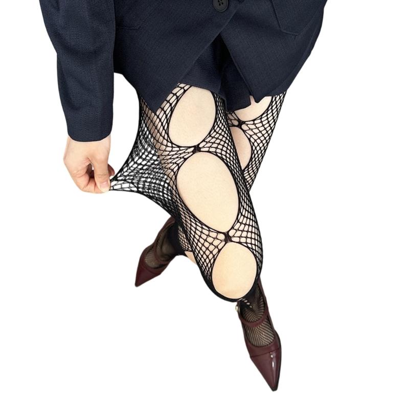 

Fishnet Pantyhose With Cutout Detail Millennial Styles Stretchable Sheer Mesh Tights Stockings Leggings for Women os