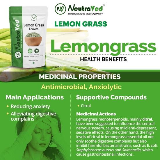 NeutraVed Lemongrass Tea Leaves Boost Metabolism Used For Detox -100g