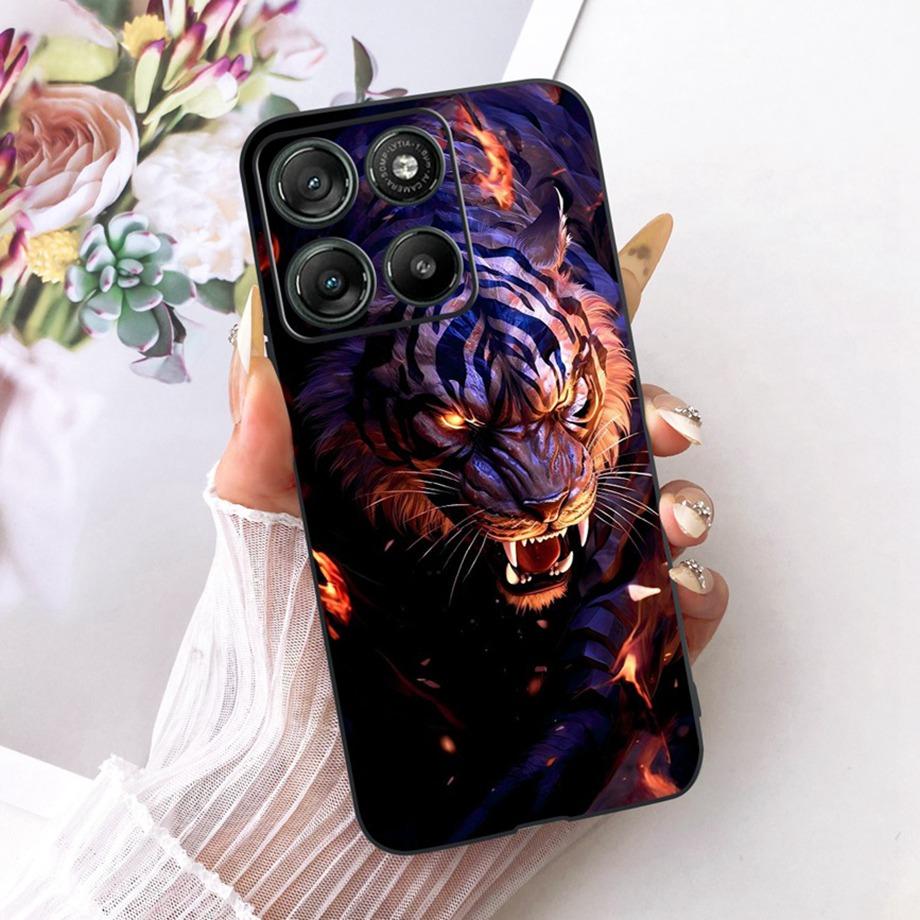Etui do Motorola Moto G17 Power G15 Power MotoG15 Miękki Czarny Silikonowy Pokrowiec Malowanie Kwiatowe Motyl Smok Kot Funda