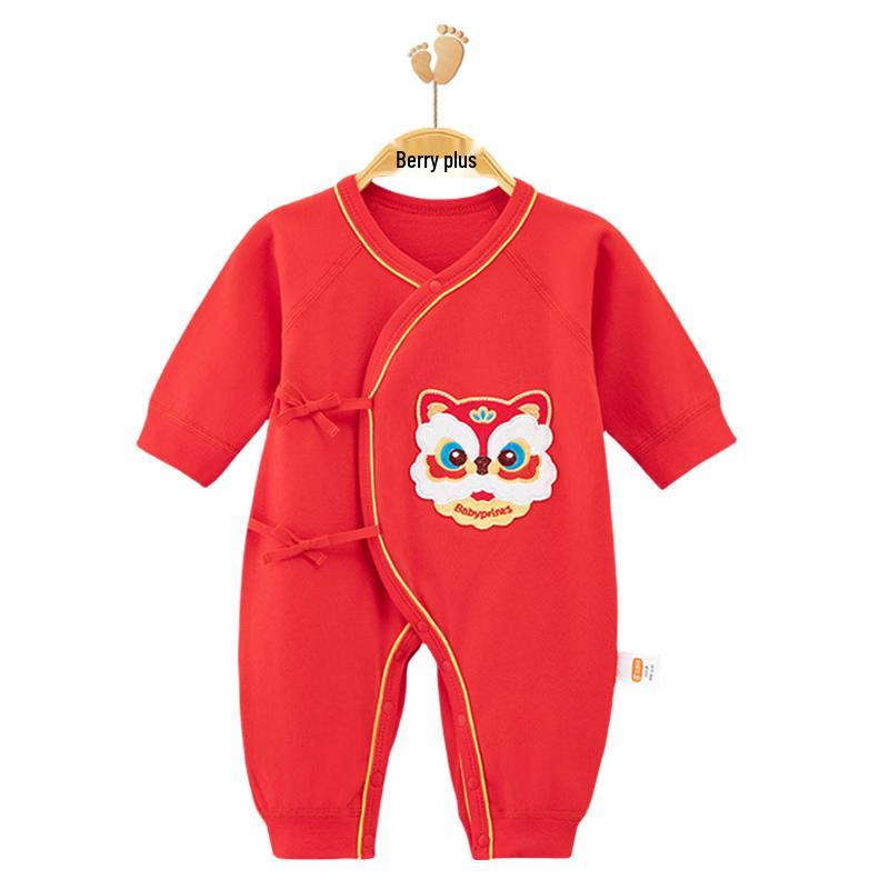 Babyprints Праздничный красный хлопковый детский ромпер в китайском стиле 52cm