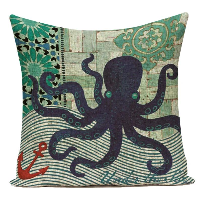 Fashion Nordic Style Marine Biology Conch Crab Octopus Cushion Cover Sea Whale Home Pillow Case Custom Pillows Covers