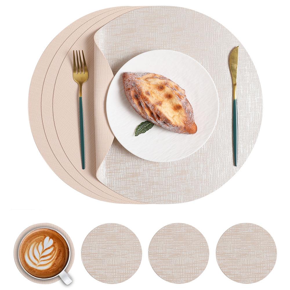 Light luxury round leather placemat waterproof and oil-proof western food mat hotel anti-scalding and heat insulation mat premium