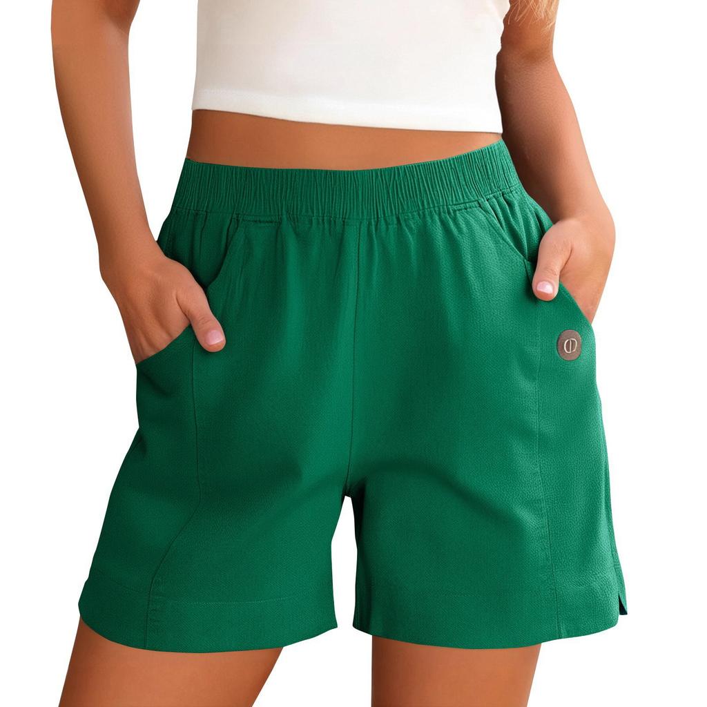 Damesshorts Hoge taille Trekkoord Knielange shorts Elastische comfortabele shorts met zakken