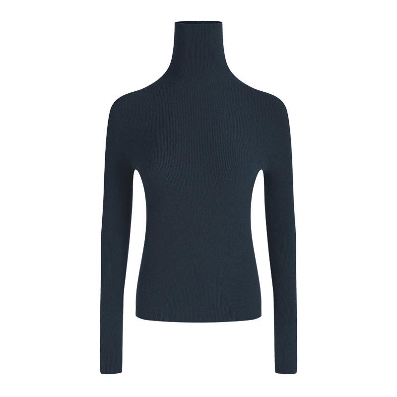 Women's High Neck Seamless Wool Sweater - Autumn/Winter Knit Base Layer