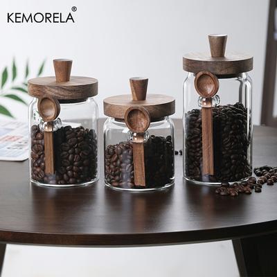 KEMORELA Set of 1/3 Airtight Glass Jars with Lids And Spoons Clear Small Food Storage Containers for Candy Spice Kitchen Storage