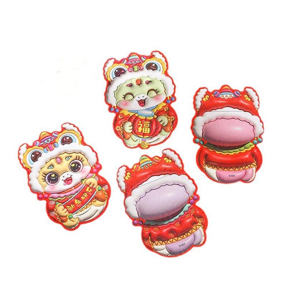 6pcs Cartoon 2025 Snake Year Red Envelopes Laser Good Lucky Red Packets  Lunar New Year Gifts