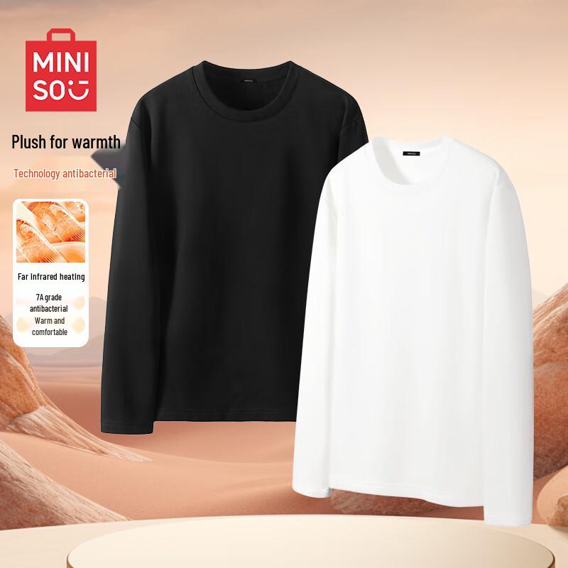 MINISO Men s Fleece-Lined Thermal Crewneck T-Shirt 2XL