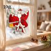 Christmas Tree Decor Snowman/Santa Claus/Deer Suncatcher, Stained Glass Style Pendant with Hanging Acrylic Chain, 2D Flat Ornament for Garden