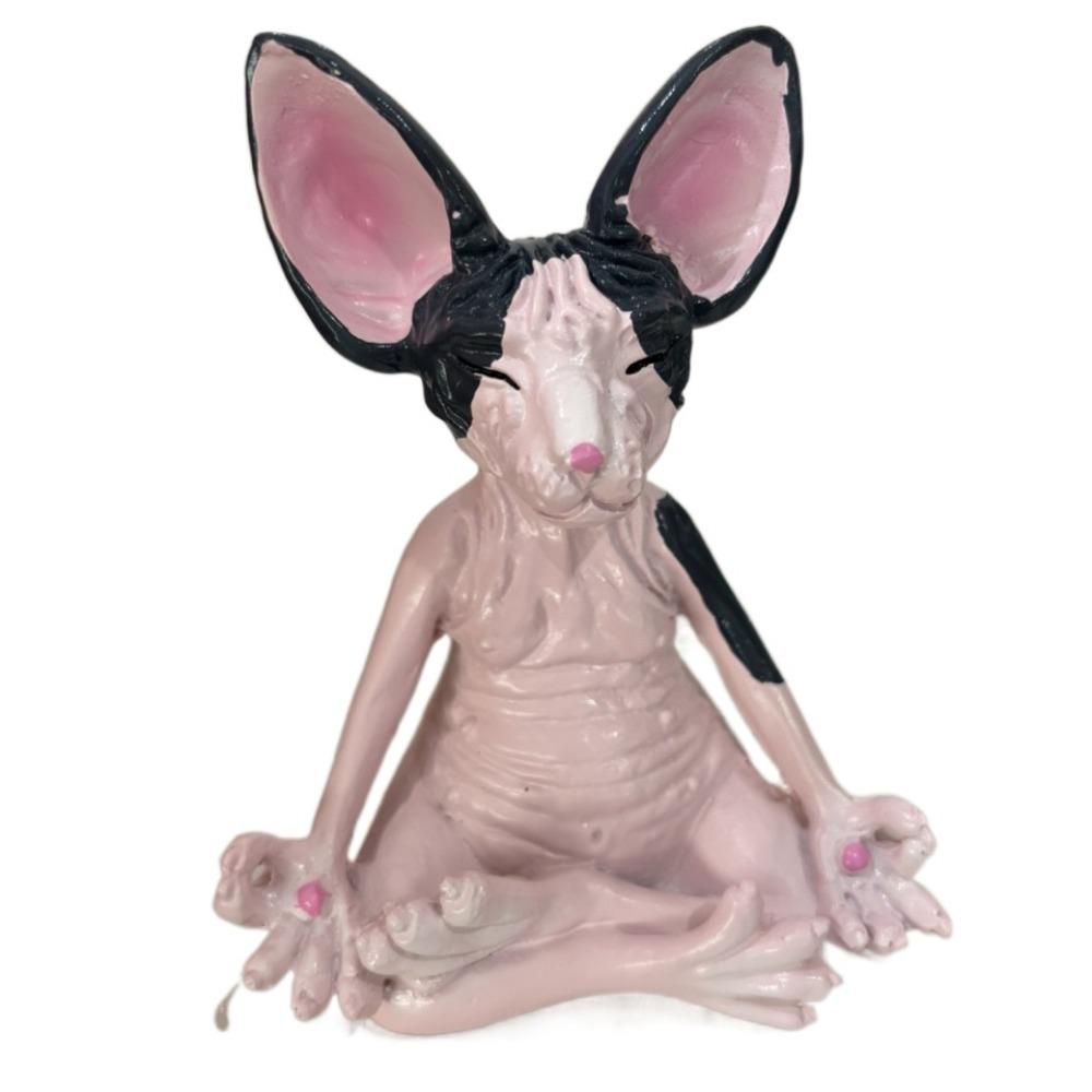 Sphinx Cat Simulation Hairless Cat Figurine Resin Meditation Yoga Lucky Cat Decor  Home Decoration