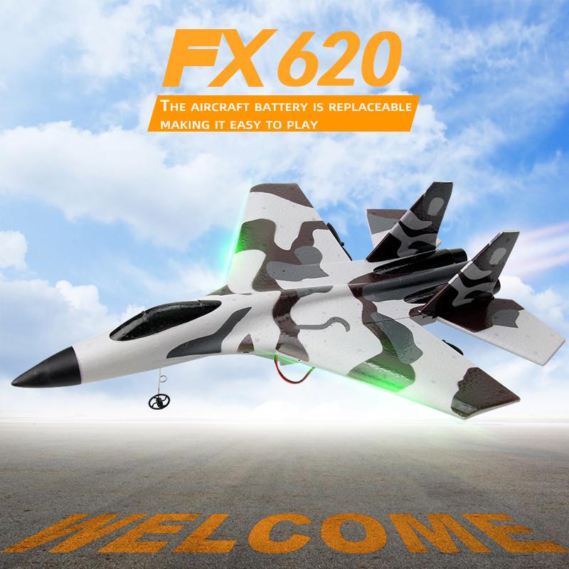 Su35 Plane Rc 24g Fighter Fx620 Epp Foam Aircraft Glider Led Lights Remote Control Model Toy For Boys Children