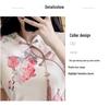 Elastic Floral Cheongsam Dress Set for Young Women