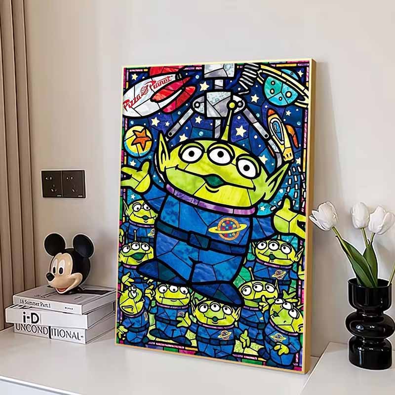 Disney Diamond Painting Three Eyed Monster Stained Glass Style Illustration 5D Diamond Painting Art Embroidery Cross-stitch Room Decoration