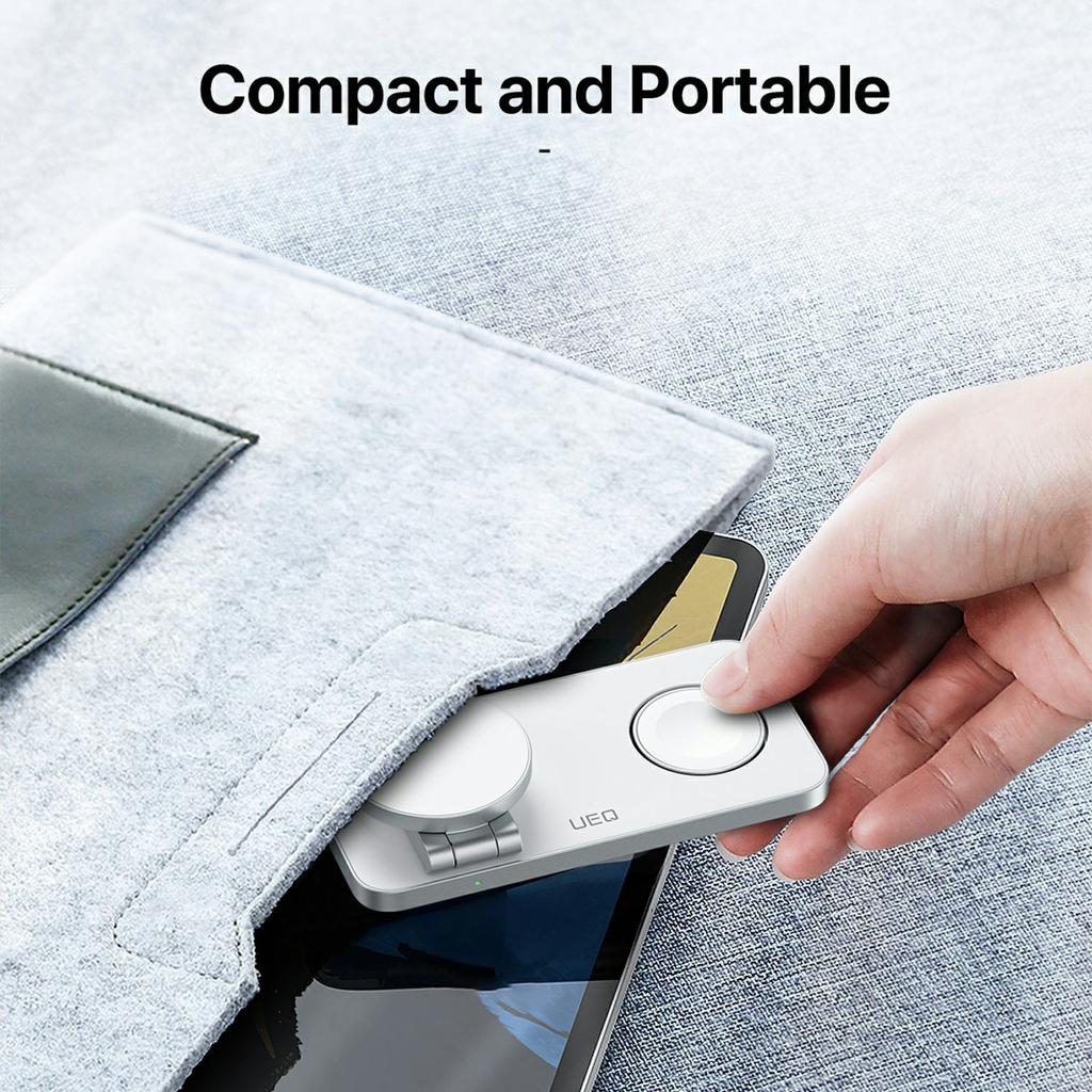 T8 3 in 1 Wireless Charging Station Foldable Charger Stand for iPhone 15-12/Apple Watch/Airpods