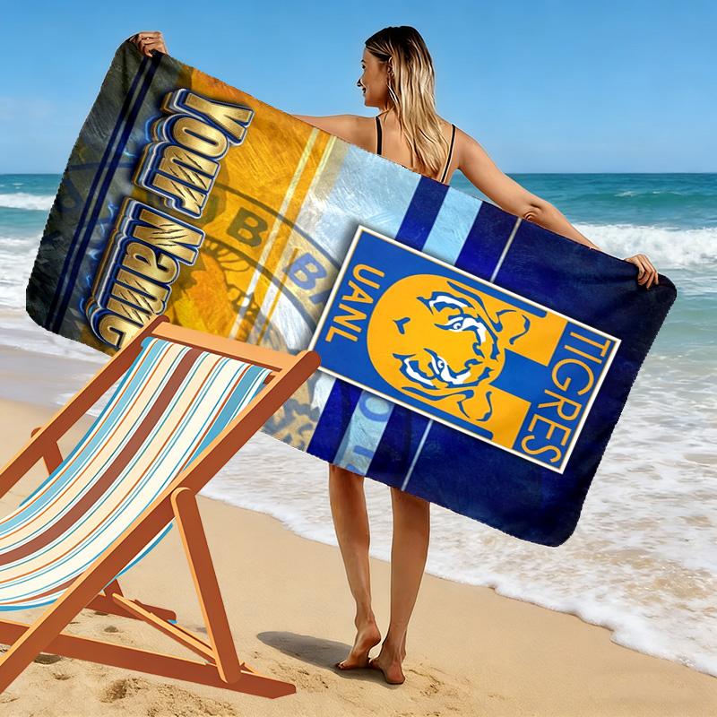 Name Custom Tigres uanl Print Beach Towel, Large Soft Quick Dry Towel for Beach Camping Swimming