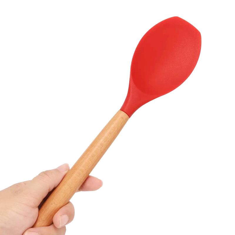 Home Cooking Utensils Silica Gel Scoop Salad Agitator Scoop Wood Handle Pot Cooking Silica Gel Pot Scoop Kitchen Utensils