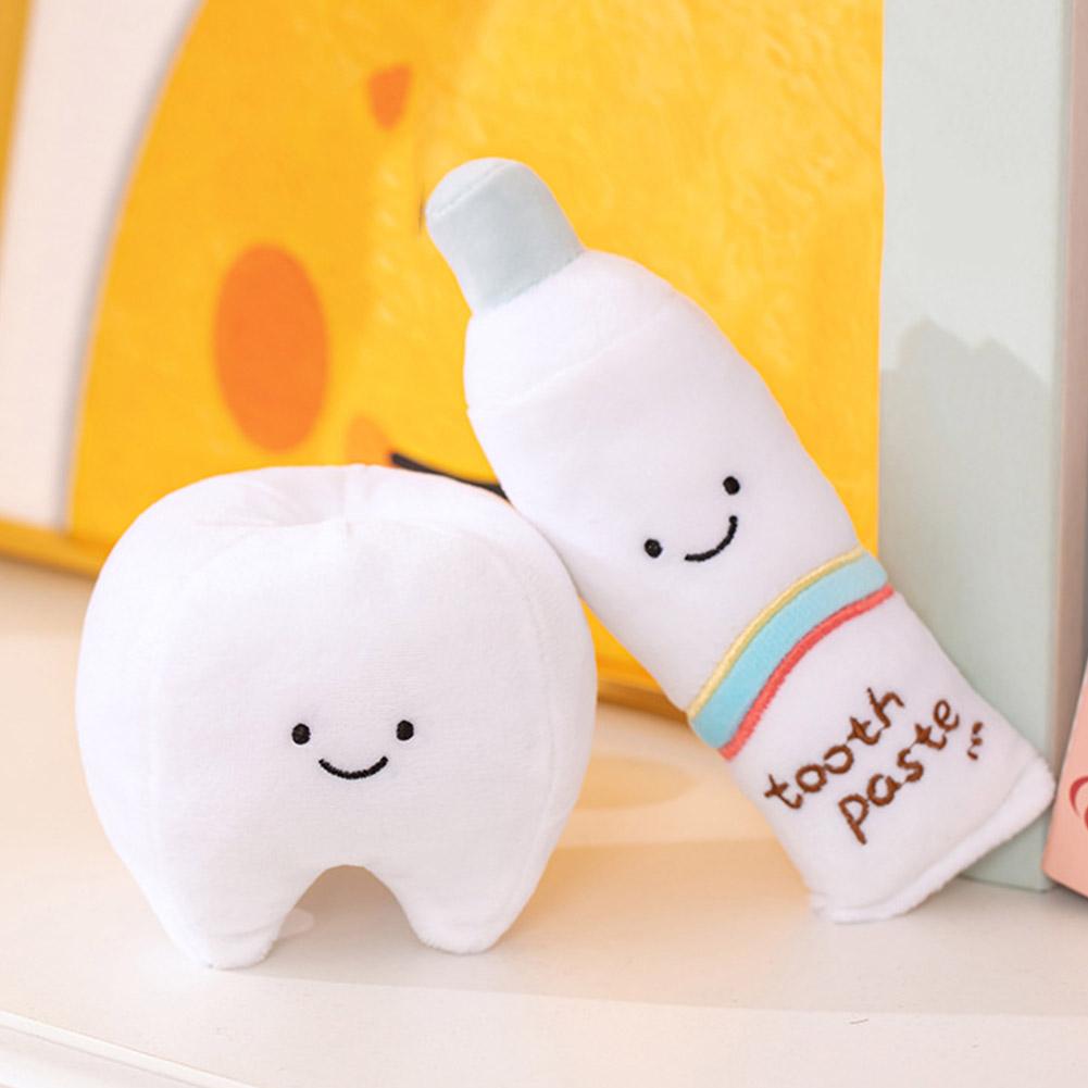 Cartoon Tooth Plush Toy Set | Soft Teeth Cleaning Toothbrush Toothpaste Doll | Kawaii Bathroom Decor | Kids Birthday Gift