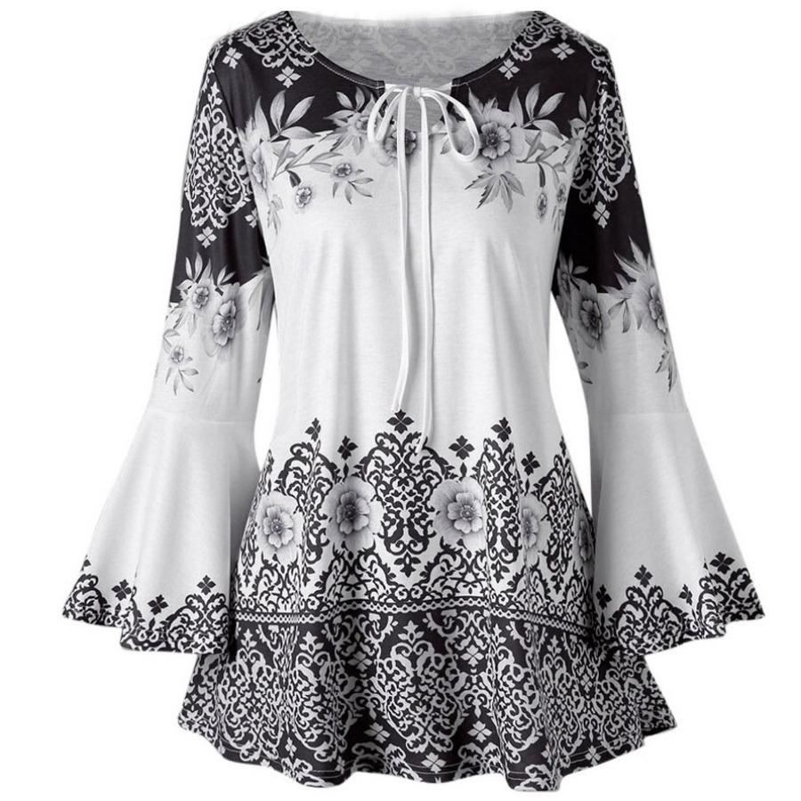 

Осенняя женская футболка с длинным рукавом и круглым вырезом с цветочным принтом больших размеров 5XL чёрный