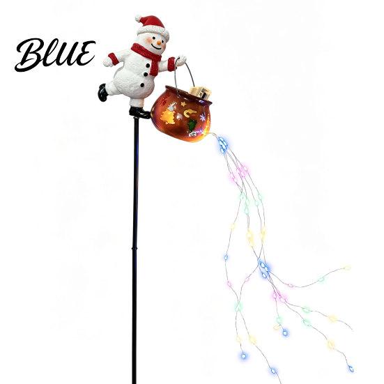 Garden Decor for Patios Walkways Christmas Stake Light, 3D Santa/Snowman Holding Glowing Cauldron Yard Weather Resistant Decorations Lamp, Waterproof